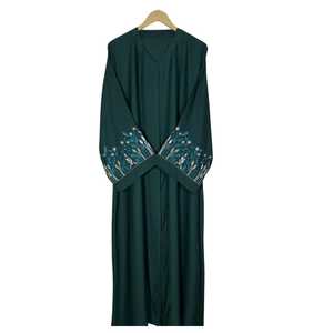 Abaya pour femmes, style Moyen-Orient, manches longues, brodée, vêtement musulman traditionnel, longueur au sol, robe islamique modeste - Product Image 1