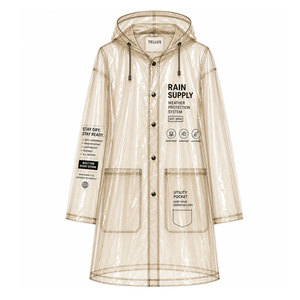 Veste de pluie longue transparente à capuche pour femme, personnalisable, pour l'hiver, utilisation en extérieur, imperméable, séchage rapide, coupe-vent, écologique, respirante - Product Image 1