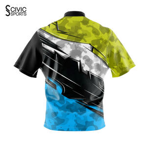 Camiseta de Boliche Personalizada Sublimada, Transpirable, de Secado Rápido, Duradera, Estilo Vintage, con Cierre, Spandex/Algodón, Logotipo Impreso, Jersey Deportivo de Boliche - Product Image 4