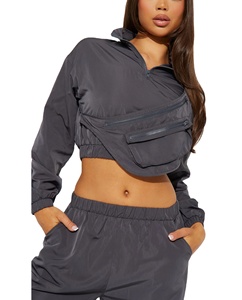 ชุดวอร์มลำลองสำหรับผู้หญิงไซส์ใหญ่ ผ้าทึบ สไตล์เสื้อแจ็คเก็ตกันลม มีซิป กันน้ำและระบายอากาศได้ดี - Product Image 4