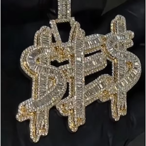 Colgante Personalizado con Letra en Moissanita VVS1, Joyería Hip Hop, Plata de Ley 925, Chapado en Oro Rosa, Unisex - Product Image 1