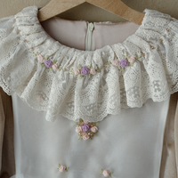 Ensemble de Robes pour Bébé Robe 2 Pcs Style Campagne Velours Fleur Fille Robe de Bal Enfants Broderie à la Main Perles Vêtements-Wendy