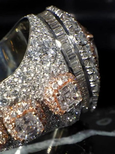 Anillo de compromiso y fiesta con piedras de corte Asscher en forma de pera, chapado en oro sobre plata de ley 925, estilo hip-hop de lujo. - Product Image 6