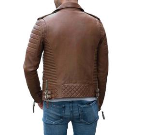 Chaqueta de Motociclista Casual para Hombre, de Cuero Sintético, Estilo Urbano, con Cuello Alto Bordado, Cierre de Cremallera, Color Marrón, para Invierno - Product Image 4