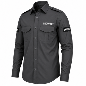 Chemise d'uniforme de garde de sécurité personnalisée à manches longues, boutonnée, couleur unie, pour homme - Product Image 5