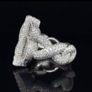 Anillo de Moissanita con Diamantes de Corte Baguette y Redondo para Hombre, Diseño de Signo de Dólar, Plata de Ley 925, Estilo Hip Hop, Banda Trenzada, Anillo Bust Down - Product Image 3