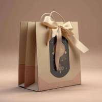 Sac Cadeau Élégant en Papier Ivoire avec Logo Doré et Ruban, Sac d'Emballage Premium pour Boutiques, Vente au Détail et Artisanat
