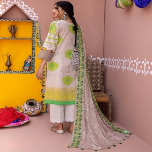 Top Branded Pakistani Chunri Style 3-Piece Lawn Suits Heavy Embroidery Original Riaz <b>Arts</b> Design Traditional Muslim Clothing - Product Image 5
