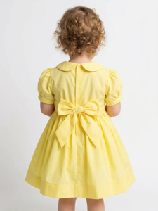 Robe pour bébé en coton doux jaune faite à la main, personnalisable avec votre étiquette, robe smockée pour filles, vêtements pour enfants, vente en gros - Product Image 6