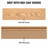 Moulure en MDF avec placage en chêne rouge, surface en bois naturel non fini, 2440 x 109 x 15 mm, moulure en bois