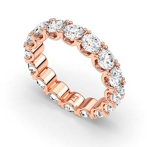 Anillo de Diamante Cultivado en Laboratorio de Primera Calidad, Corte Brillante Redondo, Oro Blanco de 10K, 14K, 18K, Banda Pavé, Joyería Fina, Regalo para Mujer - Product Image 5