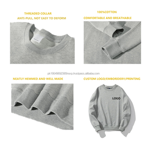 Venta al por mayor de alta calidad pulóver liso teñido de felpa en blanco Jogger blanco cuello redondo de algodón personalizado con capucha Sudadera de cuello redondo para los hombres - Product Image 2