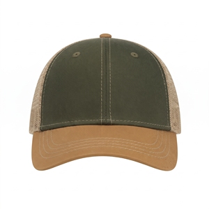 Casquette Trucker Sportive Unisexe à 6 Panneaux pour l'Extérieur, Vert Olive et Marron, en Maille, Réglable, Vente en Gros, Logo Personnalisé, OEM ODM, Faible MOQ, Quatre Saisons - Product Image 1