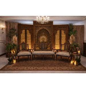 Cadres de toile de fond de mariage vintage style Haveli, traditionnels indiens, pour Varmala, cabine photo de mariage, scène, cadre en bois, vente directe d'usine USA - Product Image 1