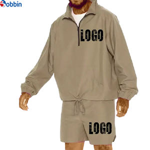 Comfortable Custom Logo Half <b>Zip</b> up Jacket Nylon Sports Shorts Sets Tracksuits Custom Unisex <b>Zip</b>-Up Knee-Length Windbreaker Set - Product Image 5