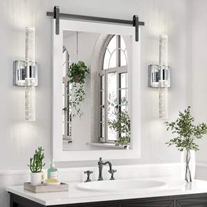 Contemporary 17" H <b>Chrome</b>-Iron Finish 2-<b>Light</b> Sconce Modern Indoor Bubble Crystal <b>Wall</b> Lamp Bathroom Hallway - Product Image 3