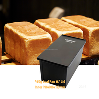 ATLAS STAR Moule à pain rectangulaire en aluminium noir antiadhésif, compatible four, avec couvercle, 450g