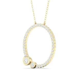 จี้เพชรทรงกลมแบบเปิดวงกลม ประดับขอบสองชั้น ทำจากทอง 10K 14K 18K เงิน 925 935 เครื่องประดับชั้นดี - Product Image 5