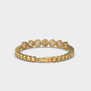 Bracelet tennis en argent 925 avec halo rond de moissanite, finition jaune, bijoux fins, cadeau de mode pour femme, chaîne de poignet - Product Image 2