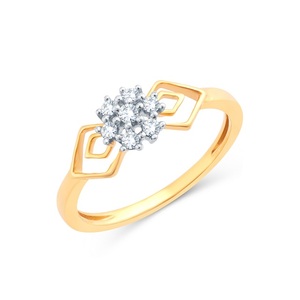 Bague élégante en or jaune 14 carats avec diamants, coupe ronde 0,30 ct, bande en forme de feuille, bague de fiançailles pour femme, bijoux fins - Product Image 1