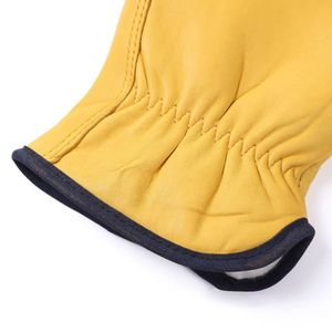 Gants de travail en cuir, texture lisse, antidérapants, avec poignet élastique, gants de sécurité polyvalents - Product Image 4