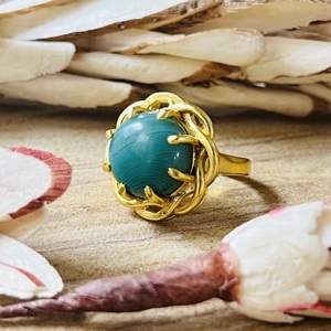 Unique Design Boho Floral <b>Rings</b> Tribal Brass Jewelry For Women 18k <b>Gold</b> Plated Malachite <b>Cocktail</b> Statement <b>Ring</b> For Wholesale - Product Image 5