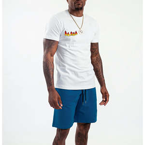 Ensemble décontracté d'été pour homme : survêtement deux pièces (hoodie et short) 100 % coton, grandes tailles, couleur unie, avec logo personnalisé imprimé - Product Image 4