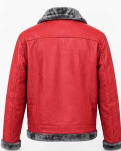 Chaqueta de Cuero Roja para Hombre Champ King con Forro de Piel Sintética, Cuello Alto, Cierre de Cremallera, Estilo Motero, Abrigo Grueso de Invierno - Product Image 5