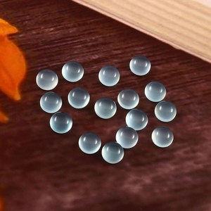 พลอยแคลเซโดนีสีฟ้าธรรมชาติทรงกลมขนาด 6x6 มม. แบบหลังแบน สำหรับทำเครื่องประดับ ขายส่งจำนวนมาก - Product Image 3