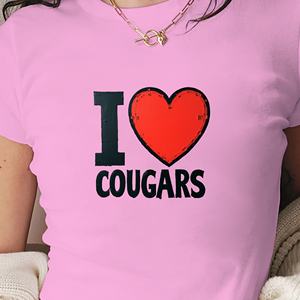 Camiseta corta de moda para mujer Heart I Love COUGARS - Product Image 2