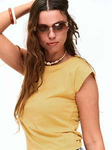 Women Yellow Cap Sleeve T-shirt Short Length Streetwear Fashion Tee Casual <b>Y2K</b> Summer <b>Top</b> Wholesale Custom Logo Women's clothing - Product Image 3