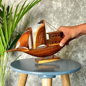 Barco de la Esperanza de Madera Hecho a Mano, Pieza Decorativa Premium Artesanal para Mesa, Decoración del Hogar para Sala de Estar, Acabado Natural - Product Image 3