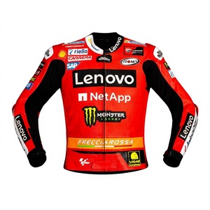 เสื้อแจ็คเก็ตหนังแท้สำหรับแข่งรถ Francesco Bagnaia MotoCP Rucati ทำจากหนังวัว/หนังจิงโจ้ ตัดเย็บตามขนาด พร้อมรูระบายอากาศ ป้องกันการกระแทก มาตรฐาน CE - Product Image 1