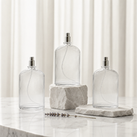 Nouvelle Bouteille de Parfum Haut de Gamme Imprimée à Talon Épais avec Couvercle, une Bouteille de Parfum Vide en Verre Grainé Classique et Luxueuse