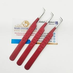 Pince à épiler de haute qualité pour extensions de cils, fine, à 90 degrés, rouge, avec motif cœur - Product Image 2