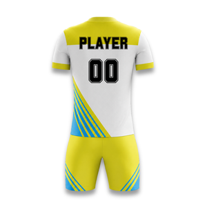 High Quality Men's Yellow White Soccer Jersey Set Sublimated V-Neck Short Sleeve <b>Moisture</b> Wicking Athletic Fit All Seasons - Product Image 2
