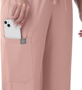 <b>Scrub</b> <b>Set</b> for Women - V-Neck <b>Scrub</b> Top & Wide-Leg Pants Medical Uniforms with Stretch Fabric, Multiple Pockets - Product Image 5