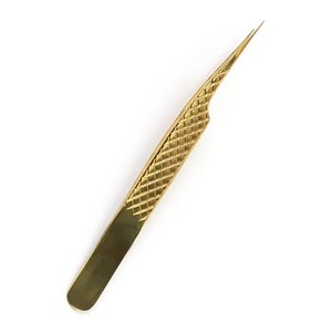Pince à épiler de précision Vired Impex en acier inoxydable plaqué or, pointe lisse, 10 mm - Product Image 1