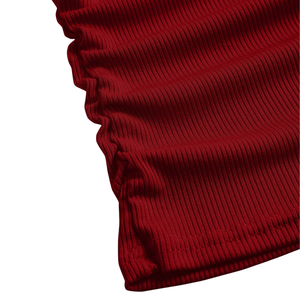 Camiseta sin mangas de encaje acanalado para mujer, cuello en V, elástica, ajustada, suave, transpirable, informal, para verano, color rojo vino - Product Image 5