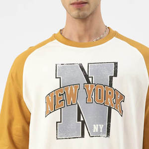 Mens Contrast <b>Raglan</b> Sleeve Graphic T Shirt Casual Oversized Cotton Blend Crew Neck Streetwear Printed Summer <b>Top</b> - Product Image 6