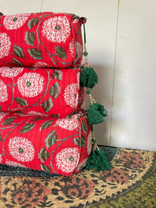 Quilted Cotton Makeup <b>Bag</b> Set: Block Printed Toiletry Travel <b>Accessory</b> - Product Image 3