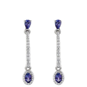 Diamond and Tanzanite Earring in 92.5 Sterling Silver KLST-30761 - Product Image 1