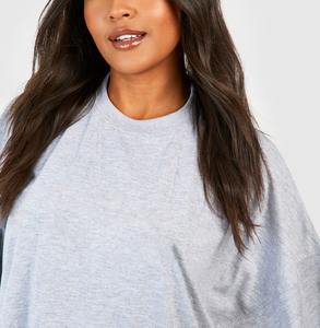 Camisetas de Felpa 100% Algodón de Alta Calidad, Diseño 3D con Logotipo en Relieve, 300GSM, Estilo Urbano Holgado, Camisetas de Verano para Mujer - Product Image 6