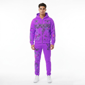 Conjunto Deportivo Informal con Capucha, Corte Ajustado, 100% Algodón, Transpirable, de Alta Calidad, para Correr - Product Image 1