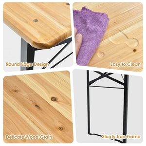 Set Tavolo e Panchine Pieghevoli in Legno - 3 Pezzi, Arredamento da Giardino per Esterni - Product Image 2