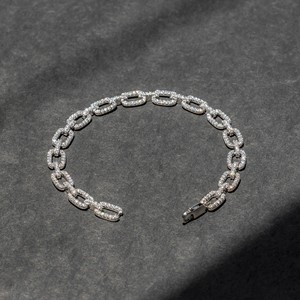 Elegant White Gold Diamond Tennis <b>Bracelet</b> With Round Brilliant Cut Natural Stones Rhodium Plated Unisex Luxury Jewelry Wear Set - Product Image 1