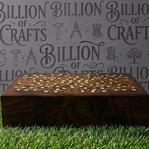 Boîte cadeau en bois écologique avec incrustation en laiton et motif floral, boîte à bijoux, rangement de table, décoration personnalisée pour la maison - Product Image 5