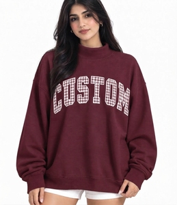 Suéter Oversize de Cuello Alto para Mujer, Ligero, de Forro Polar, Corte Holgado, Hombros Caídos, Fabricante de Ropa - Product Image 1