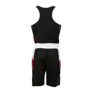 Ensemble de débardeur et short de boxe noir, blanc, rouge, impression par sublimation, polyester respirant, vêtements d'entraînement - Product Image 6