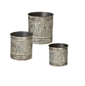 Nuevo Juego de Tres Macetas Galvanizadas Vintage de Metal y Hierro, Personalizables en Tamaño, Forma y Color, para Uso en Jardinería - Product Image 1